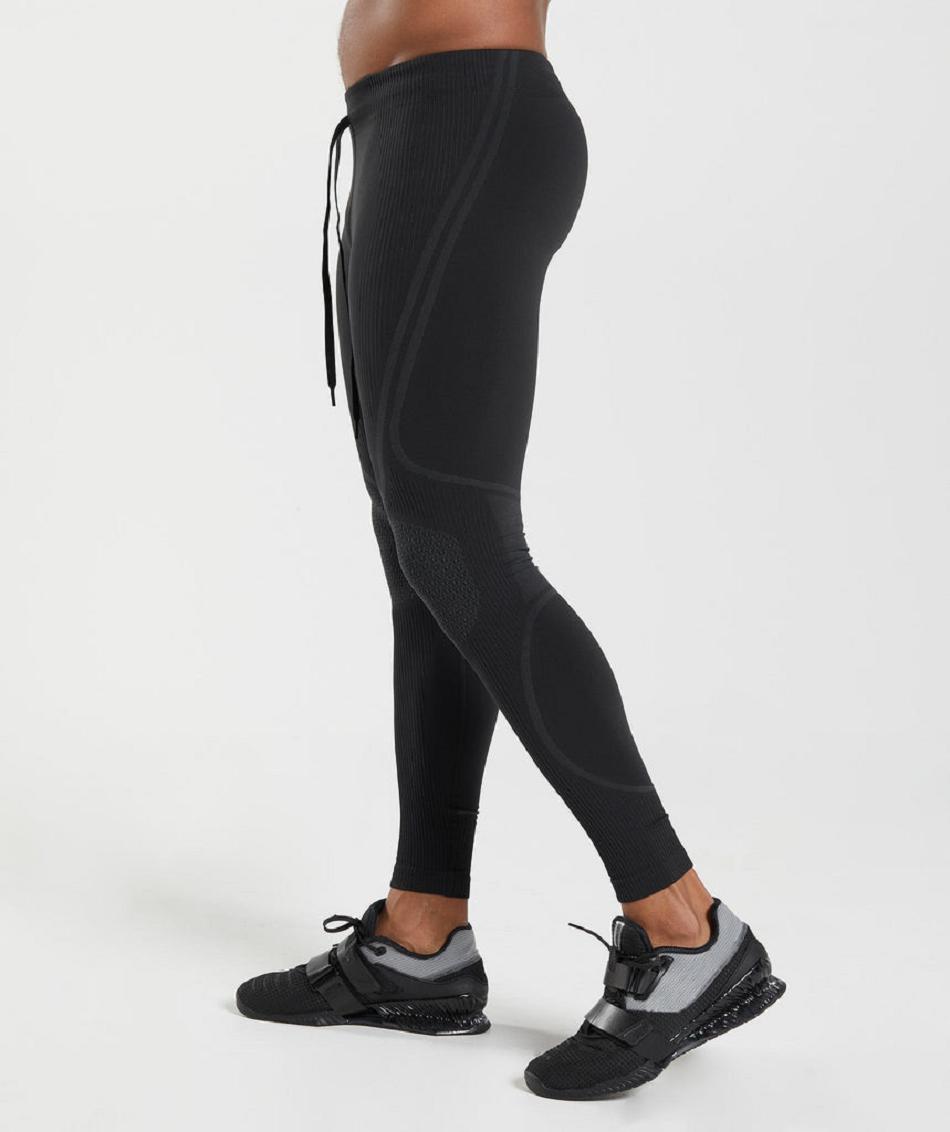 Spodnie Do Biegania Męskie Gymshark 315 Seamless Czarne Szare | PL 3348MQZ